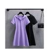 Women's Summer Hooded Dress Short Sleeve A-Line Casual Sports Dress