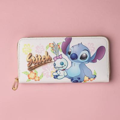 New Wallet with Zipper Pu Leather Student Cartoon Stitch Cute Change Bag Storage Card Bag