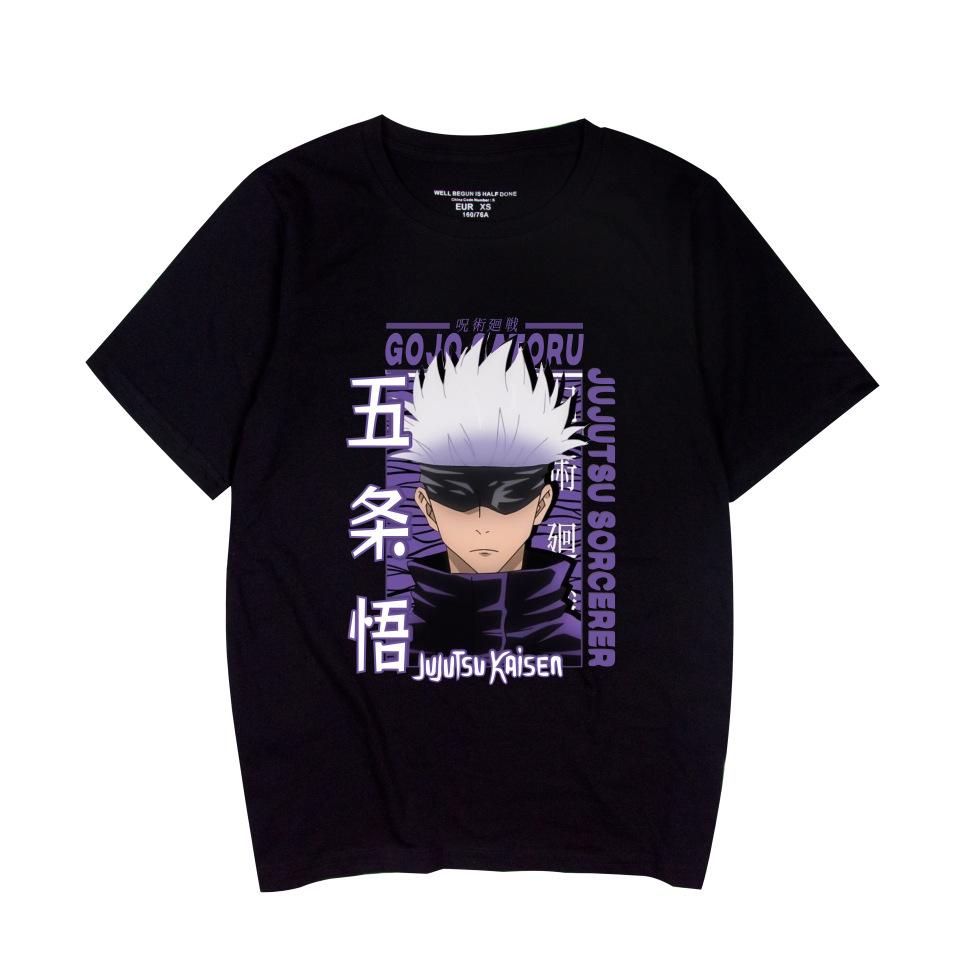 

NEW Arrival Women/Men s Casual Jujutsu Kaisen Anime Printed Short Sleeve T-shirt Funny Tee Shirts O-neck Cool Tops XS чёрный