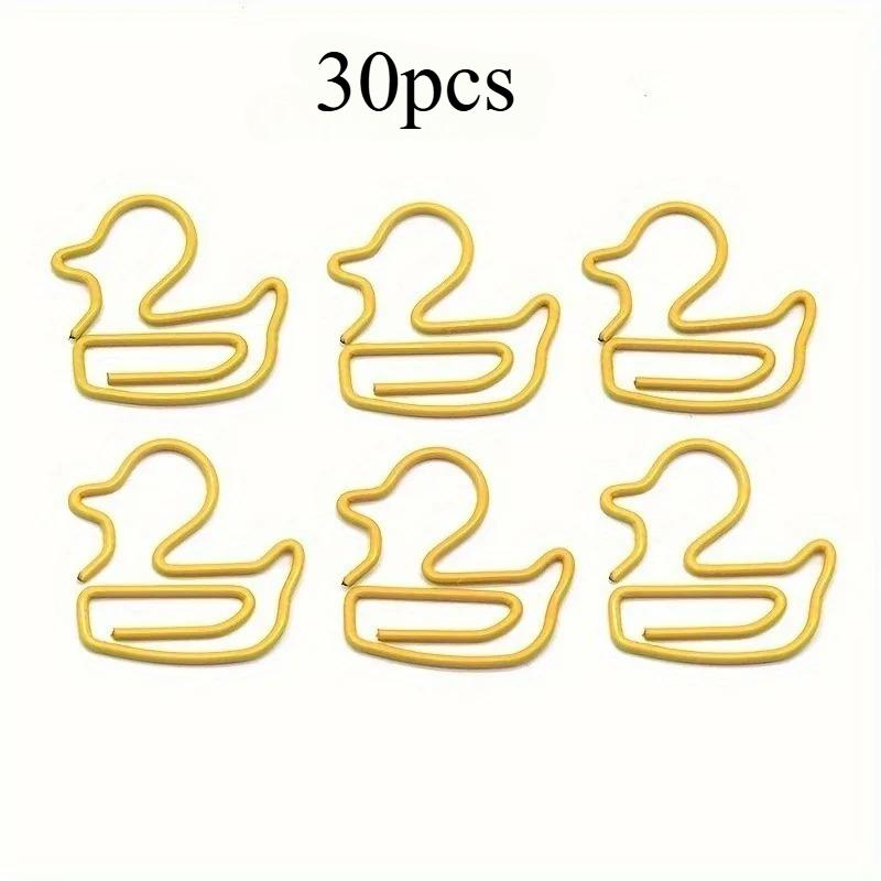 20/30pcs Yellow Duck Shaped Paper Clips Cute Animal Metal Clips Office School Stationery Journaling and Document Organization