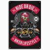 DORA Tin Sign Born To Ride Motorcycle Tin Signs Retro Metal Sign Plaque Vintage Wall Decor Garage Bar Man Cave Decorative Plate