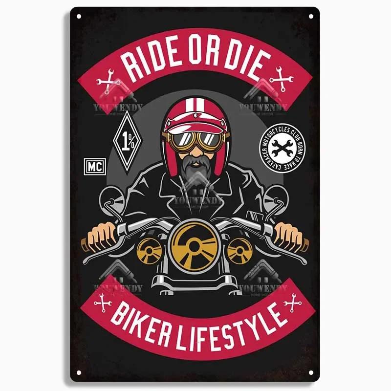 DORA Tin Sign Born To Ride Motorcycle Tin Signs Retro Metal Sign Plaque Vintage Wall Decor Garage Bar Man Cave Decorative Plate