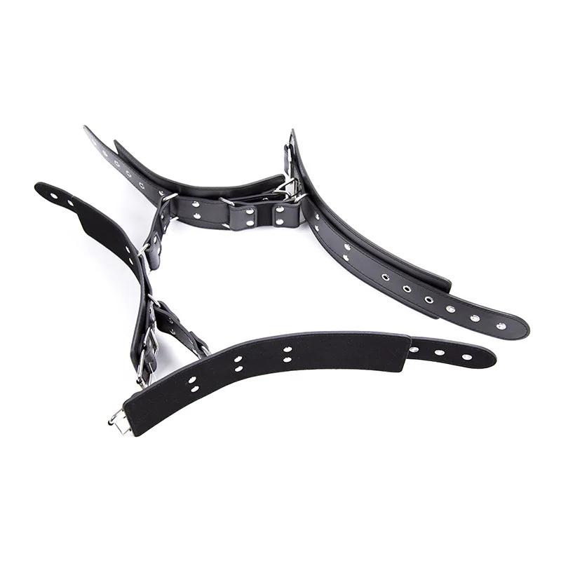 Manyjoy PU Leather Bondage Open Leg Bar Hand Cuffs Ankle Thigh Cuffs Bondage Shackles Open Leg Cuffs Erotic Sex Toys for Couple