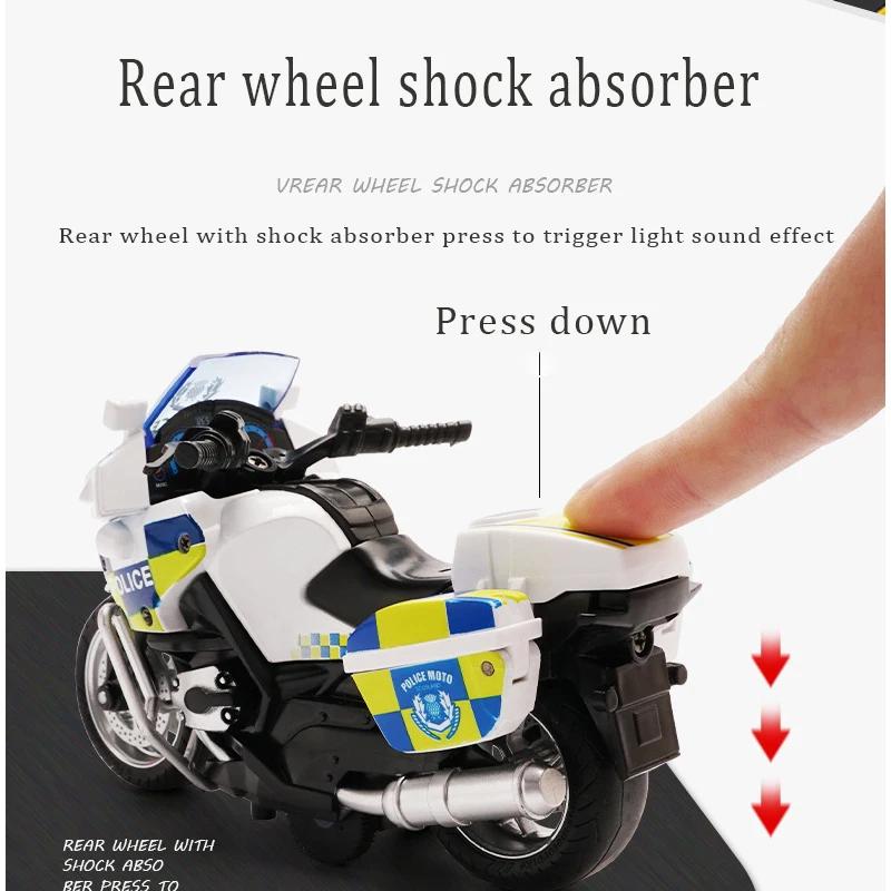 1/14 Motorcycle Model With Light And Music Children'S Toys Alloy Pull Back Men'S Locomotive Motorcycle Police Car New Years Gift