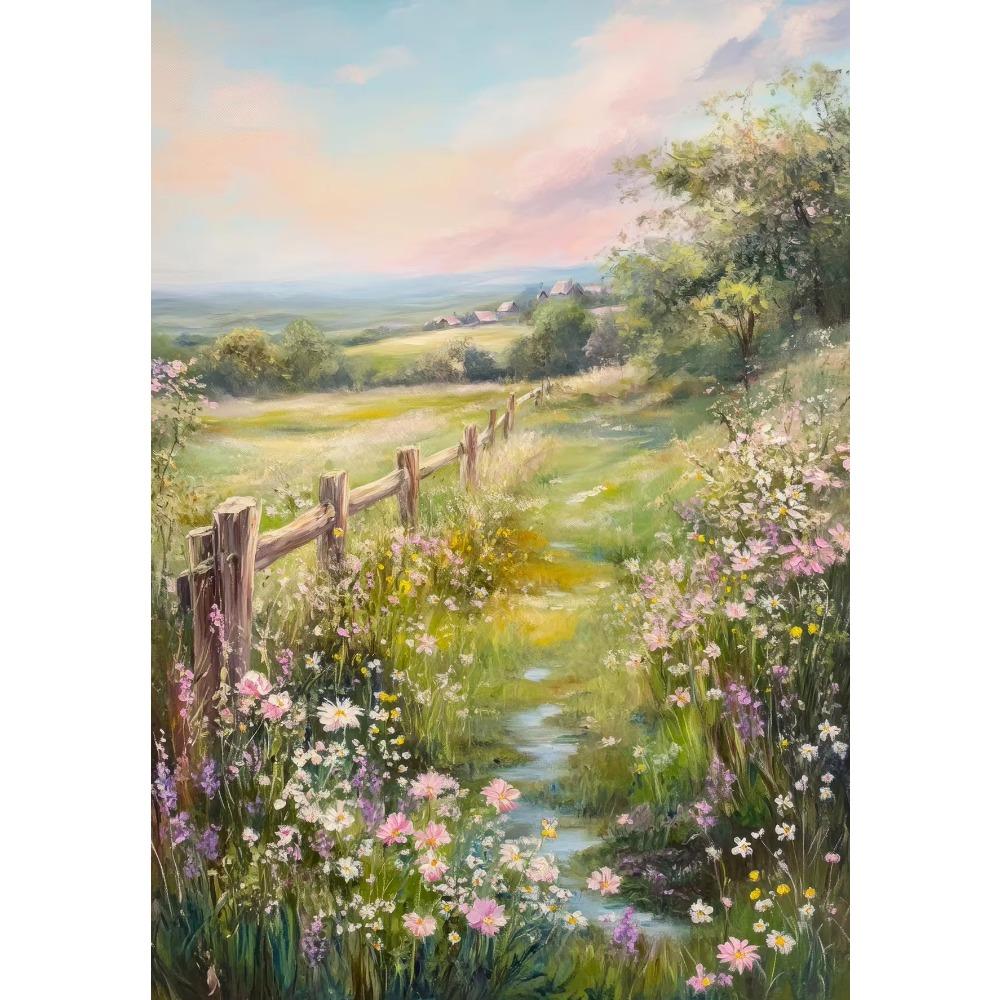 Vintage Amsterdam Country Road Rustic Lavender Fields Flower Poster Beach Landscape Canvas Painting Print Wall Art Room