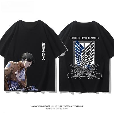 Attack On Titan Animation Derivatives Wings of Liberty Printed Short Sleeve T-shirt Women's Fashion Loose Cotton Unisex Top