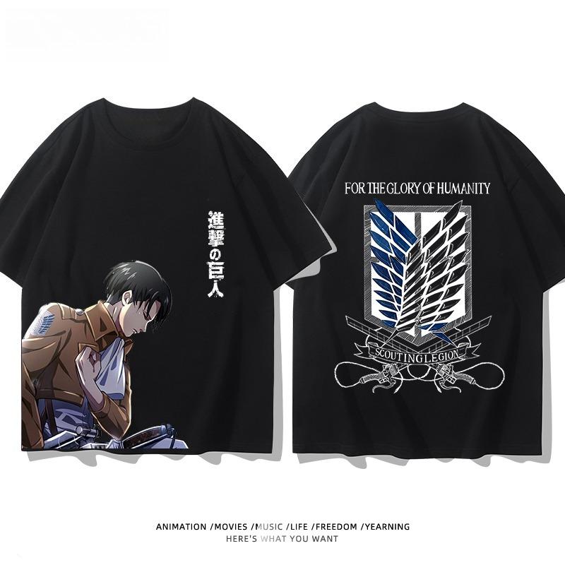 Attack On Titan Animation Derivatives Wings of Liberty Printed Short Sleeve T-shirt Women's Fashion Loose Cotton Unisex Top