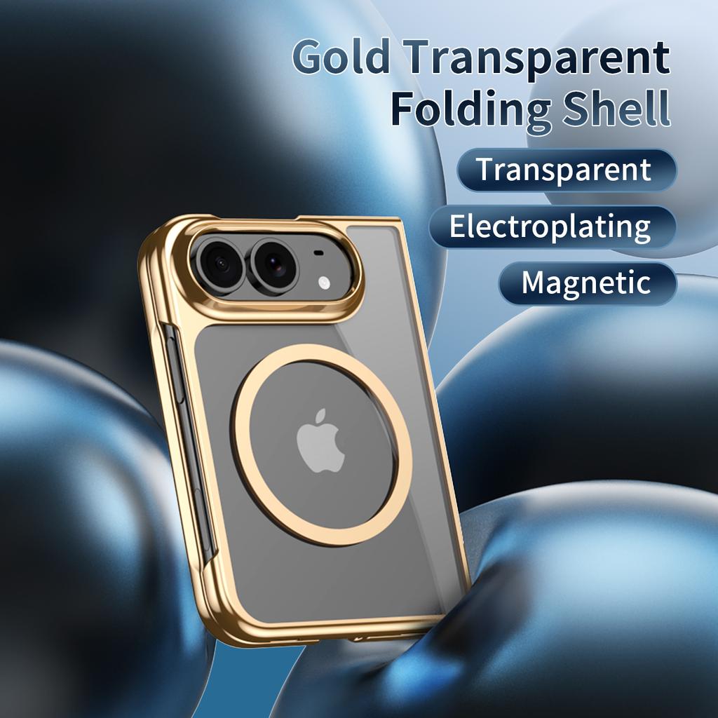 Luxury Electroplating Transparent Magnetic Phone Case for IPhone 18 Ultra 18 Fold for Magsafe Wireless Charge Shockproof Cover