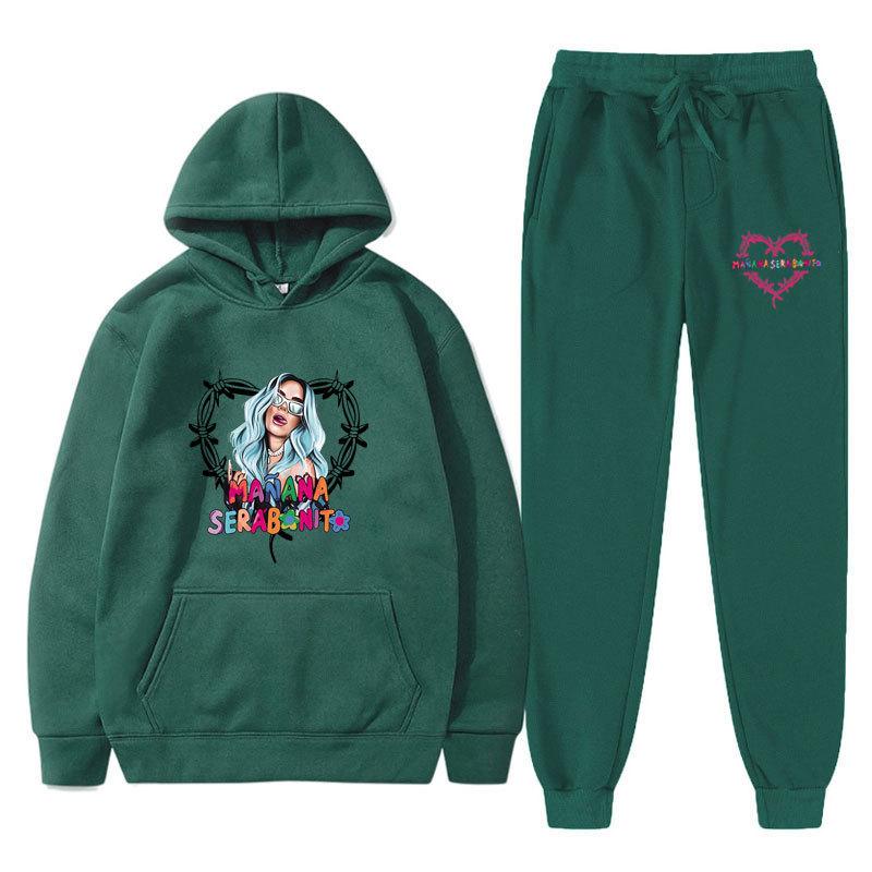 New 2023 Men's Printed Hoodie Set with Threaded Bottom Hem for Men's and Women's Casual Sports Set