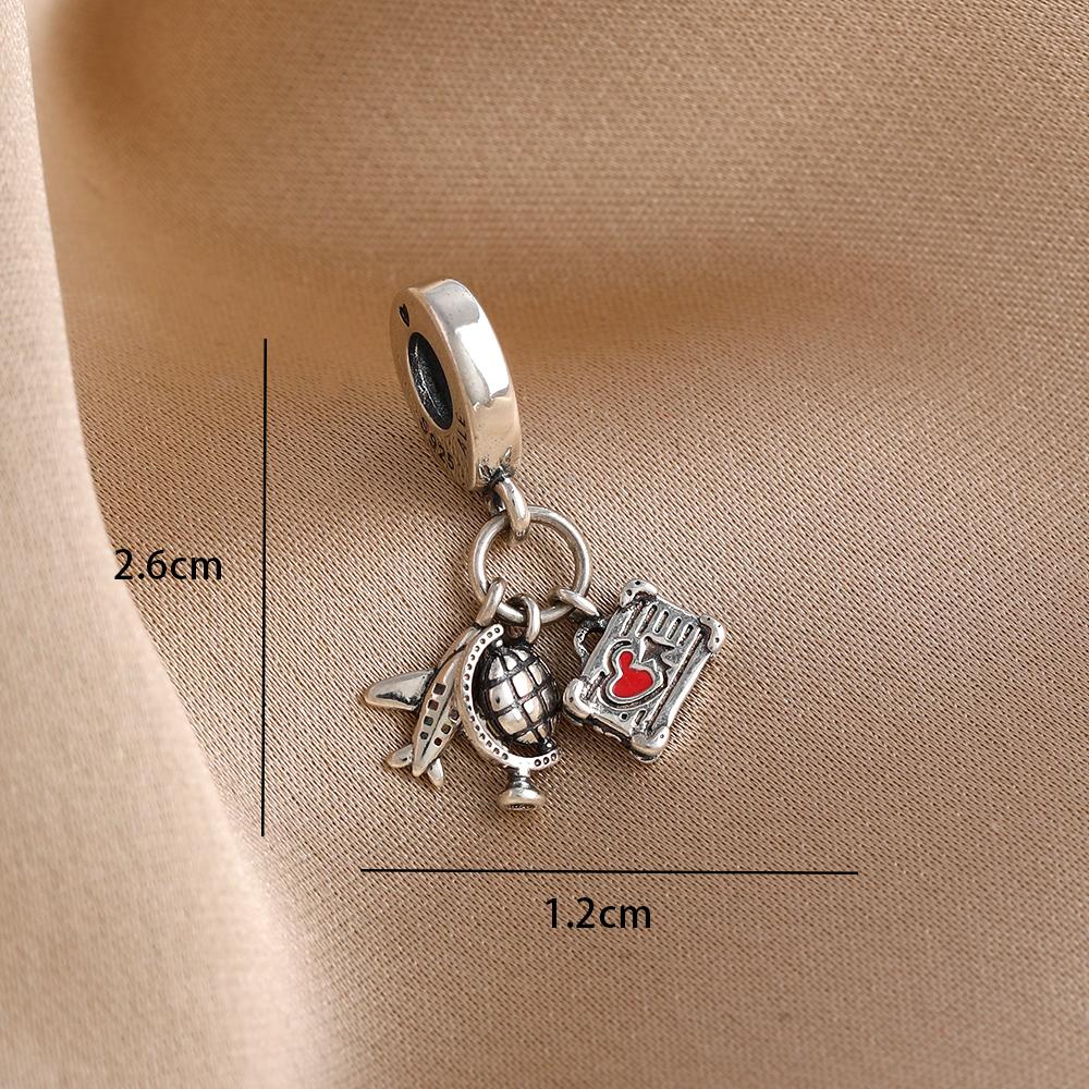 New Copper Passport Airplane Camera Travel Case Globe Charm Pendant Fit For Original Bracelets Necklaces Diy Boutique Jewelry