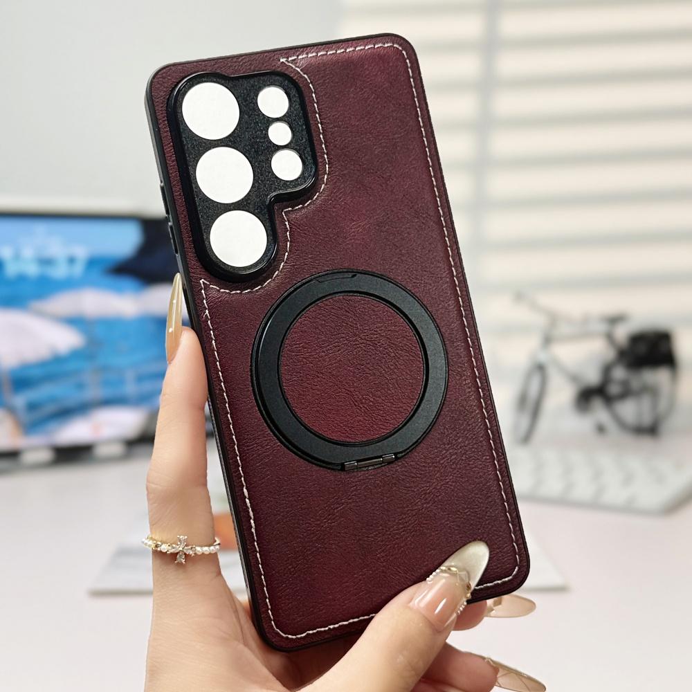 Business Leather Rotating Magnetic Stand Case For Samsung S26 Ultra S25 Plus S24 S23 S22FE A17 A56 A36 A26 A16 A55 A35 A15 Cover