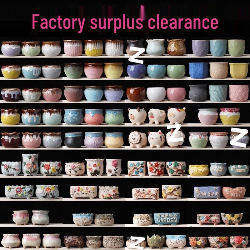 Breathable Ceramic Indoor Succulent Planter Set - Creative Small Flower Pots