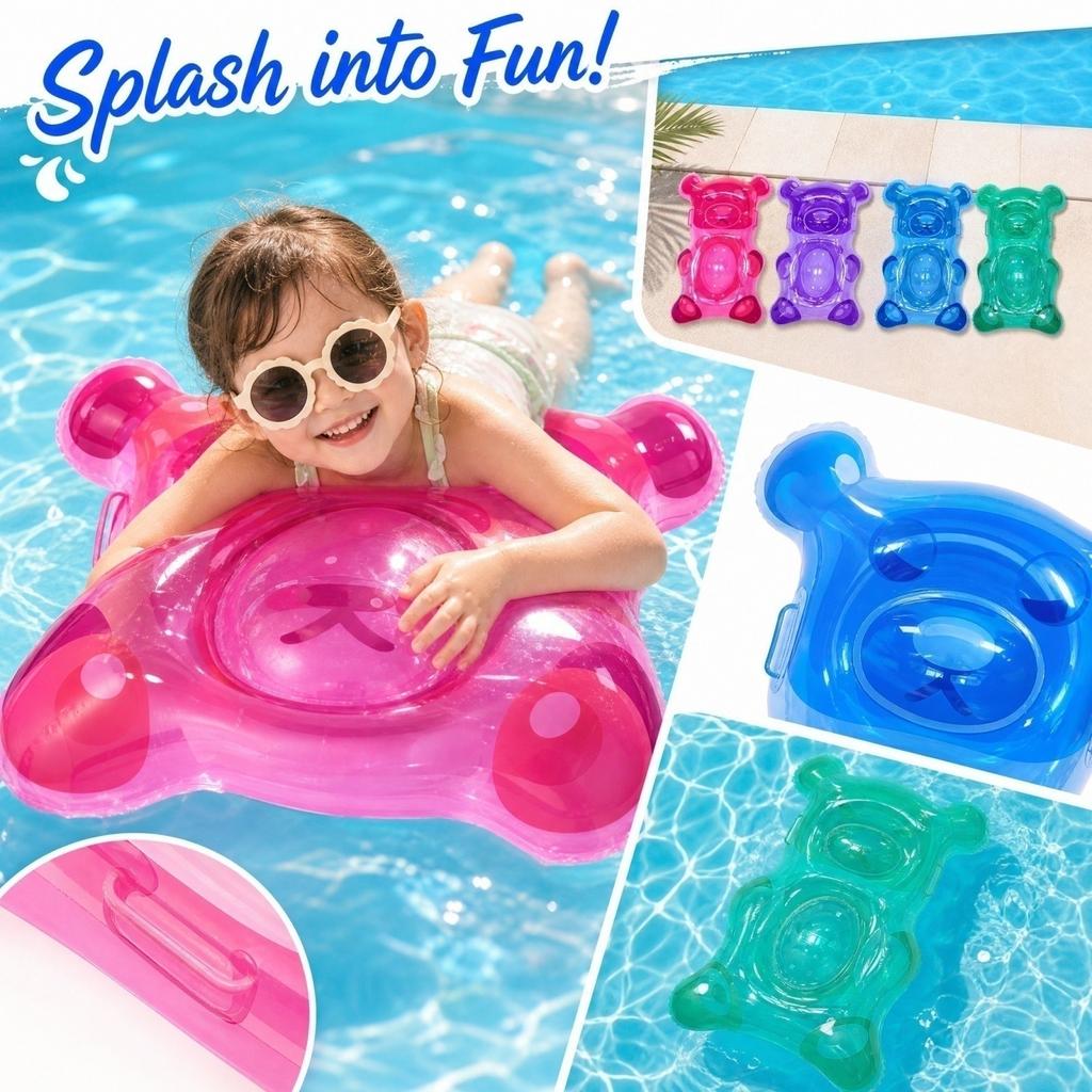 Bear-Shaped Inflatable Pool Float Pad for Shallow Play – Fun Summer Pool Toy for Kids
