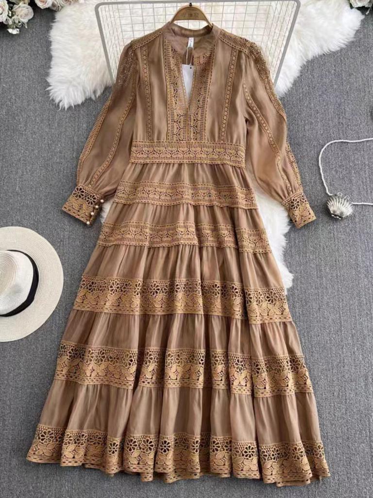 New French lace women's wear, elegant and slimming, new Chinese style high-end long skirt, fashionable and elegant