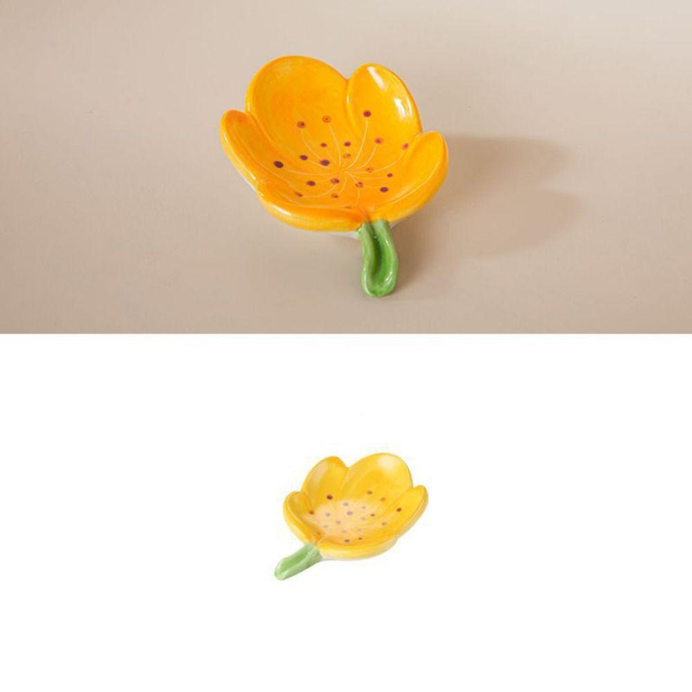 

Мыльница в форме тюльпана, мыльница в форме цветка персика, керамическая тарелка для мыла в форме цветка, держатель для мыла, ванная комната yellow-tulip