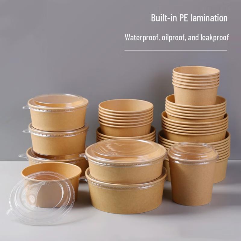 Zebian Thickened Disposable Kraft Paper Bowls