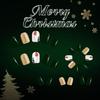 24Pieces Press On Nail Festival Gold Glitters Christmas Design Matte Green Style Easy Application Lightweight ABS Build