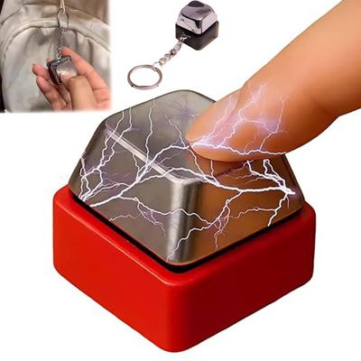 1/2Pcs Electric Shock Button Keychain Portable Harmless Shock Keyboard Toy Key Ring Hanging Decoration Prank Prop Gag Gift