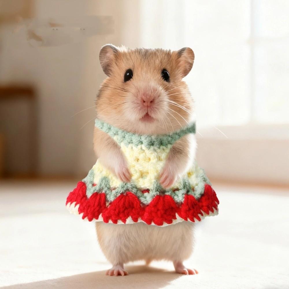 Decorative Cute Hamster Knitted Skirt Warm Handmade Animals Dress Soft Small Pets Sweater Outing Wear