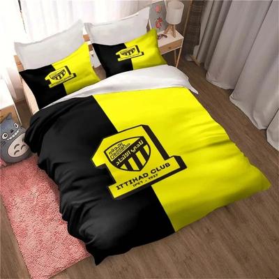Al-Ittihad Club Jeddah Zestaw pościeli Chłopcy Dziewczynki Rozmiar Twin Queen Poszwa na kołdrę Poszewka na poduszkę Łóżko Dzieci Dorośli Moda Tekstylia Domowe