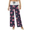 Women's Drawstring Elastic Waistband Wide Leg Color Matching Floral Printed Casual Pants