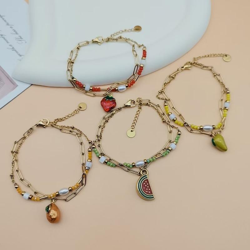 Fashion Fruit Shaped Bracelet Summer Dopamine Versatile Creative Stainless Steel Jewelry For Women