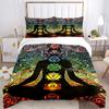 3pcs Chakra Meditation Silhouette Comforter Set with One Quilt Cover and Two Pillowcases (No Core), Perfect for Bedroom or Guest Room Decoration, Feat