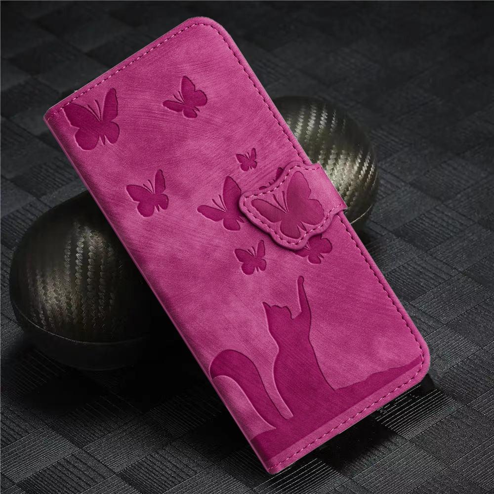 Wallet Flip Cover Butterfly Cat Case For iPhone 17 Air 16 15 14 13 12 11 Pro X XS XR Max 8 7 Plus Magnetic Leather Phone Cases