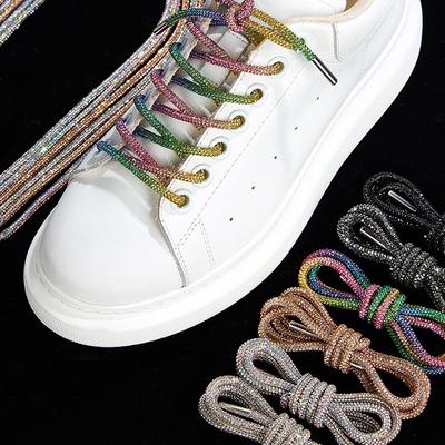 Luxury Rhinestone Shoelaces Rainbow Diamond Shoe Laces Sneakers Laces Shoes Round Shoelace 100/120/140/160CM 1Pc DIY Strings