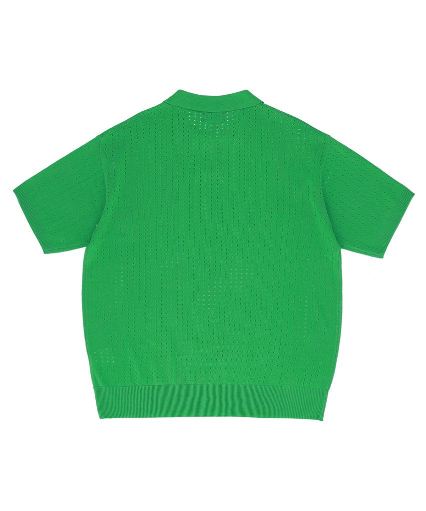 BEENTRILL Short Sleeve Collared Knit (Light Green)
