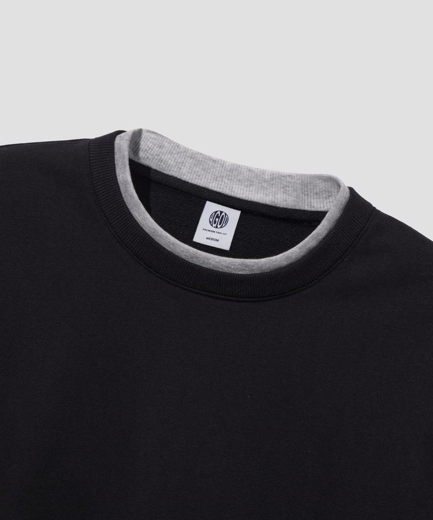 AGOD Layered Crew Neck Sweatshirt [Black]