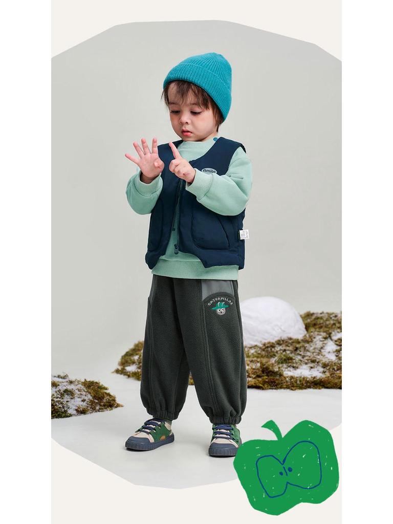 Boys' Trendy Straight-Leg Pants - 2025 Winter, Versatile Warm Cuffed Casual Wear