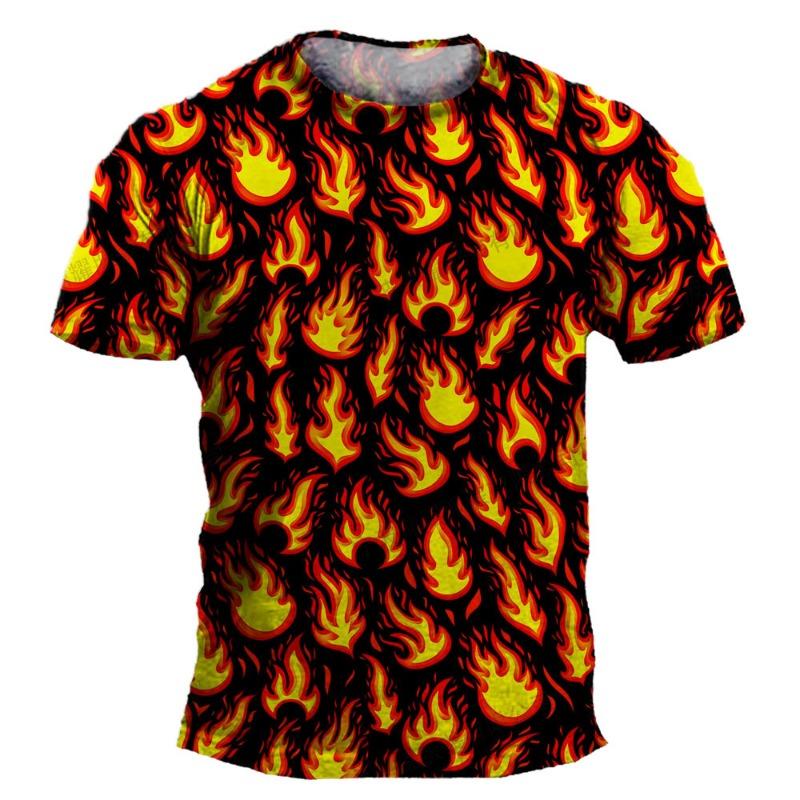 

Mens T shirts Cool Flame Graphic Top Aesthetic Clothing Women Streetwear Man Short Sleeve Harajuku Men s Clothing Casual T-shirt S