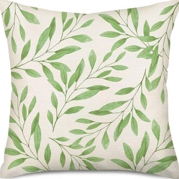 Popular Green Plant Linen Pillowcase Modern Simple Home Sofa Living Room Pillow Cushion