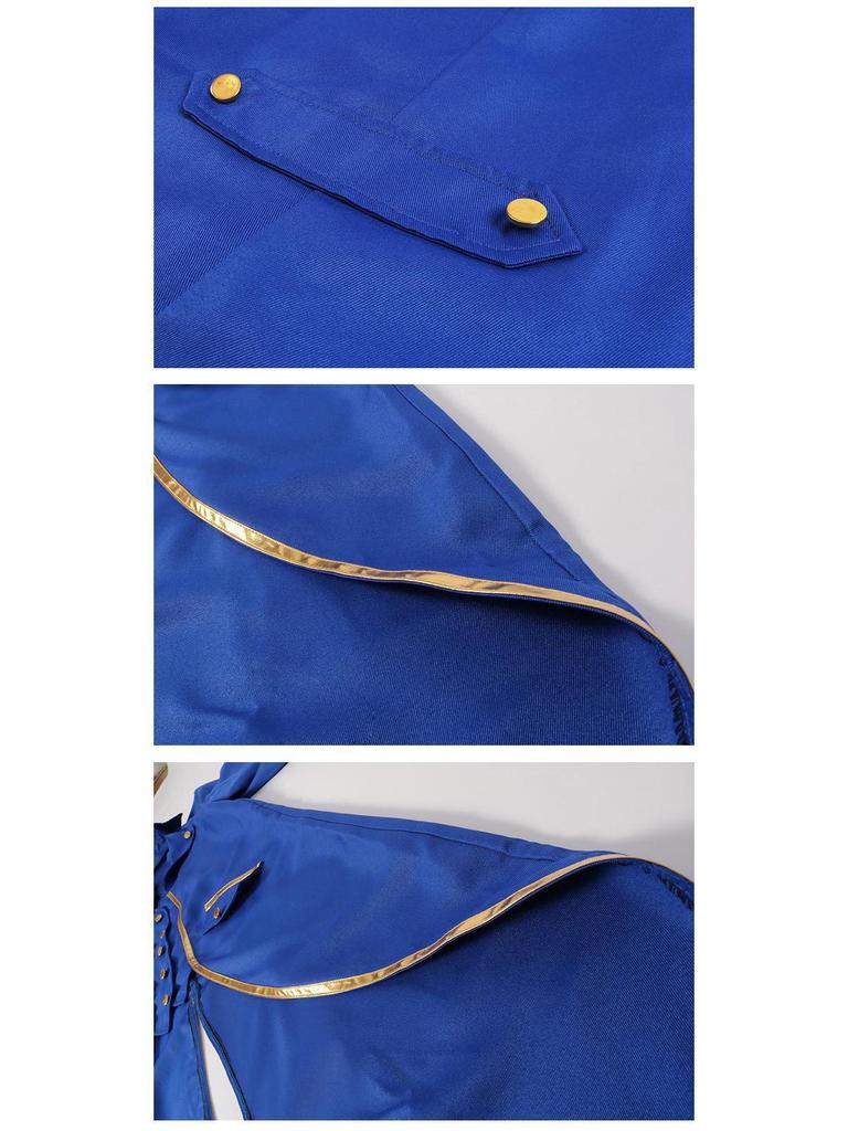 2025 Men's Medieval Gold-Trimmed Evening Tailcoat Costume for Stage Performance