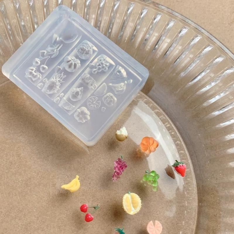 3D Fruit Silicone Nail Mold Sweet Flower Petals Diy Design Manicure Template Carving Nail Art Stencil Soft Stamping Mold Tools