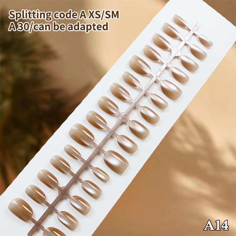 30pcs Cat Eye Press On Nails Short Square Reusable Nail Tips for Women Salon Quality Fake Nails for Date Nights