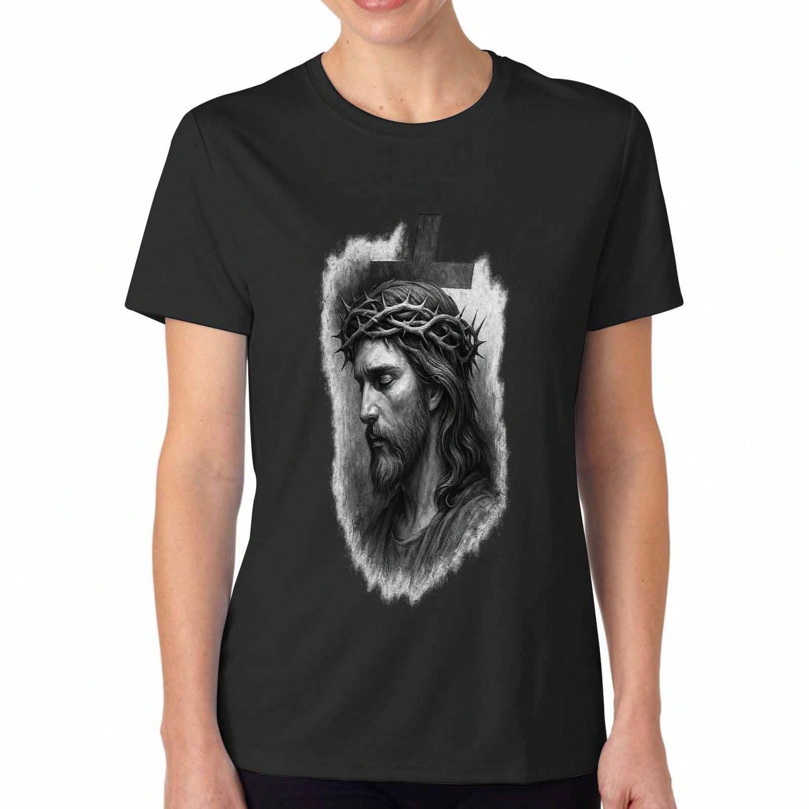 Jesus Christ Victorious Ladies Cotton T Shirt, Premium Cotton Quality Print, Durable, Casual And Fashionable. Express Your Faith With This Classic Des S разноцветный