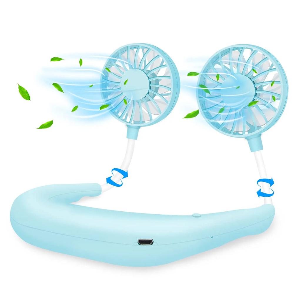 Neck Fan Portable Fan Hand Free Mini USB Rechargeable Neck Fan Cooling Wearable Suitable Fan  Air Cooler for Outdoor Sports