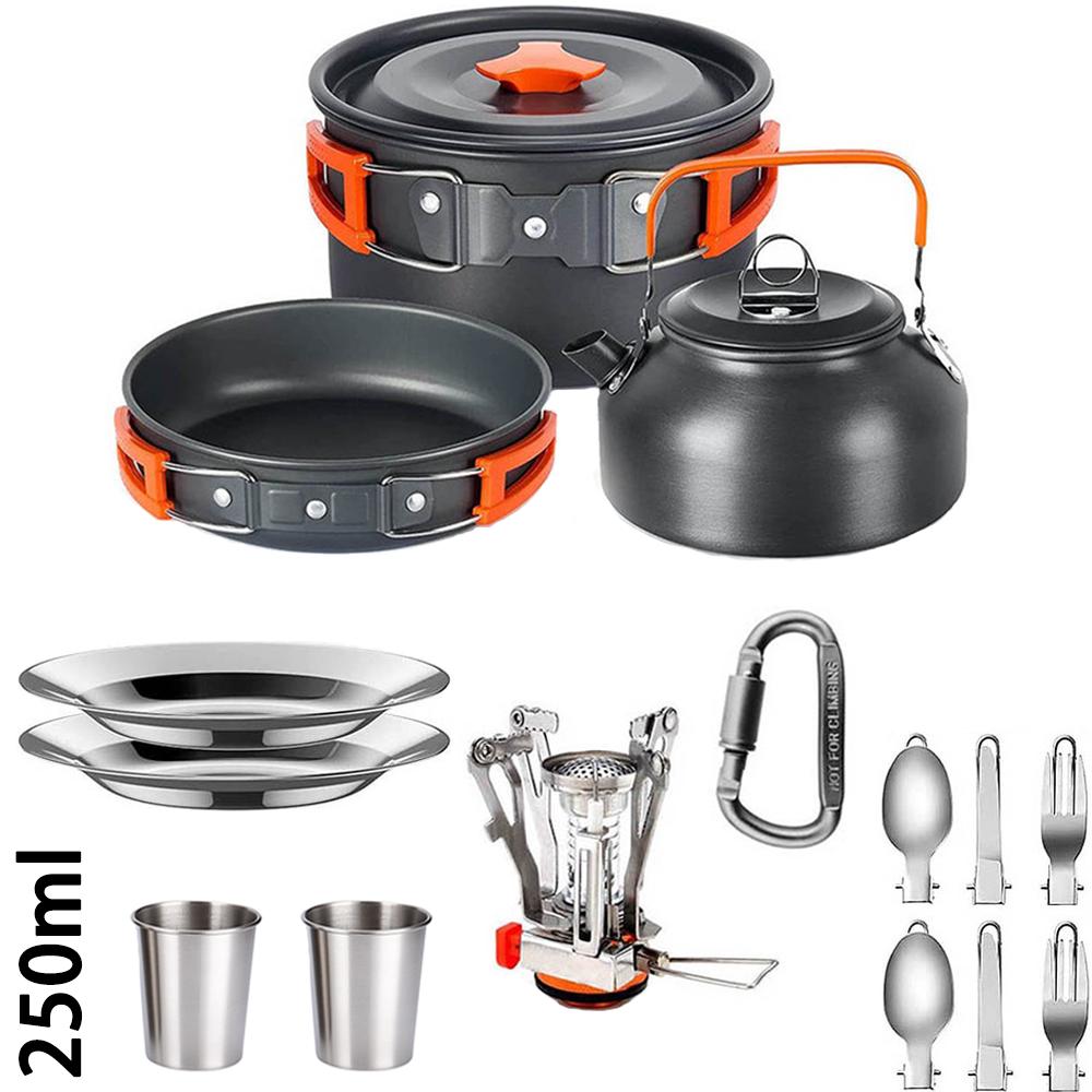 Outdoor camping cooking set aluminum alloy material pot set portable camping equipment for hiking and outdoor travel