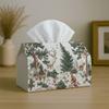1pc Tissue Box Holder with Vintage Woodland Wildlife Design-Deer Pine Forest Sketch White,Durable Polyester,Ideal for Kitchen,Living Room,Bedroom,Bath
