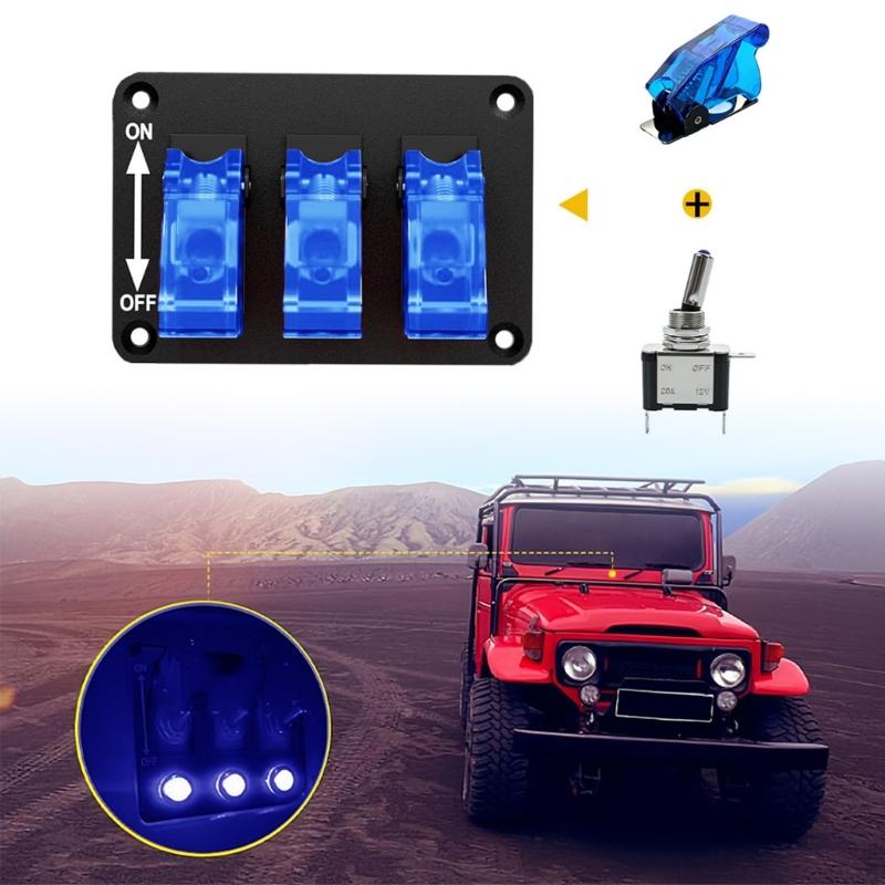 High Performances 3 Way Rocker Switches with Built In LED Lights & Dustproof Designs Car Dashboard Switches Panel for Trucks