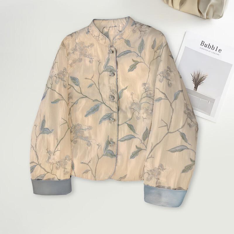 

Women s Embroidered Stand-up Collar Jacket M