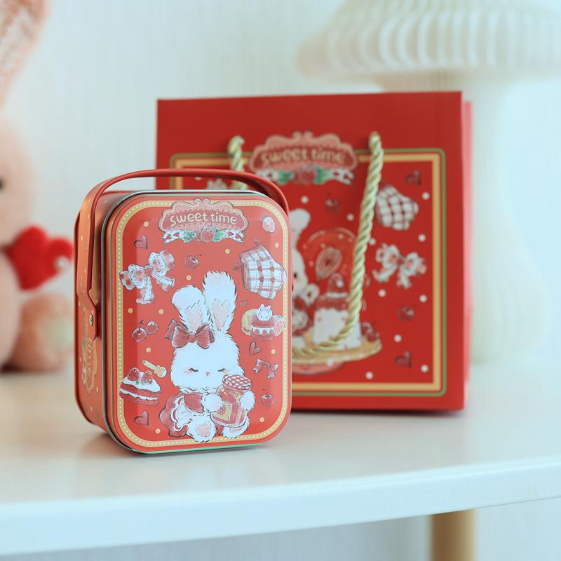 Blech Süßigkeitenbox Kindergeschenke Kleine Blechdose Keksbox Tragbare Kaninchen Geschenkbox für Geburtstag Hochzeit Party Dekoration