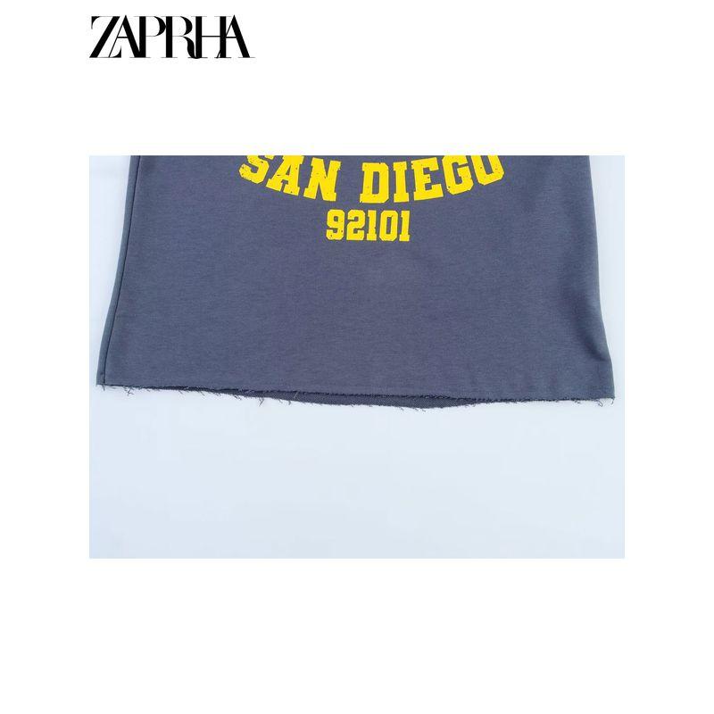 Zaprha 2025 New Arrival American Style Loose Printing Washing Effect Flannel Short Sleeve Hoodie Female Slim Looking 3253368