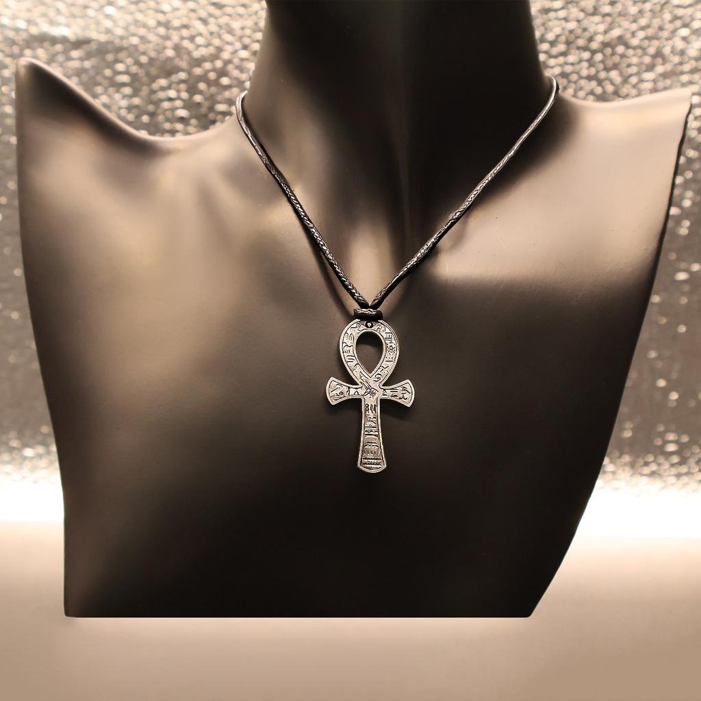 Egyptian Anka Cross Pendant Necklace Vintage Anubist Silver Necklace Hip Hop Stainless Steel Accessories