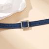 Modische Choker-Halskette aus Denim-Stoff für Damen, verstellbare Schlüsselbeinkette, Strass-Anhänger, Halsketten-Accessoire