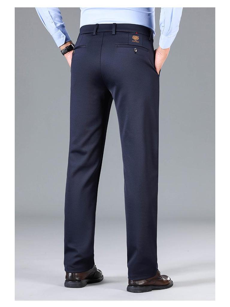 Men's Tiger Head Embroidery Autumn Straight-Leg Stretch Pants - Wrinkle-Resistant Casual Trousers