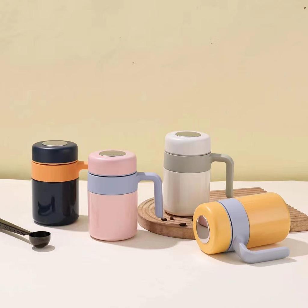 316 Stainless Steel Office Thermos Mug with Handle for Tea Separation, Suitable for Men and Women