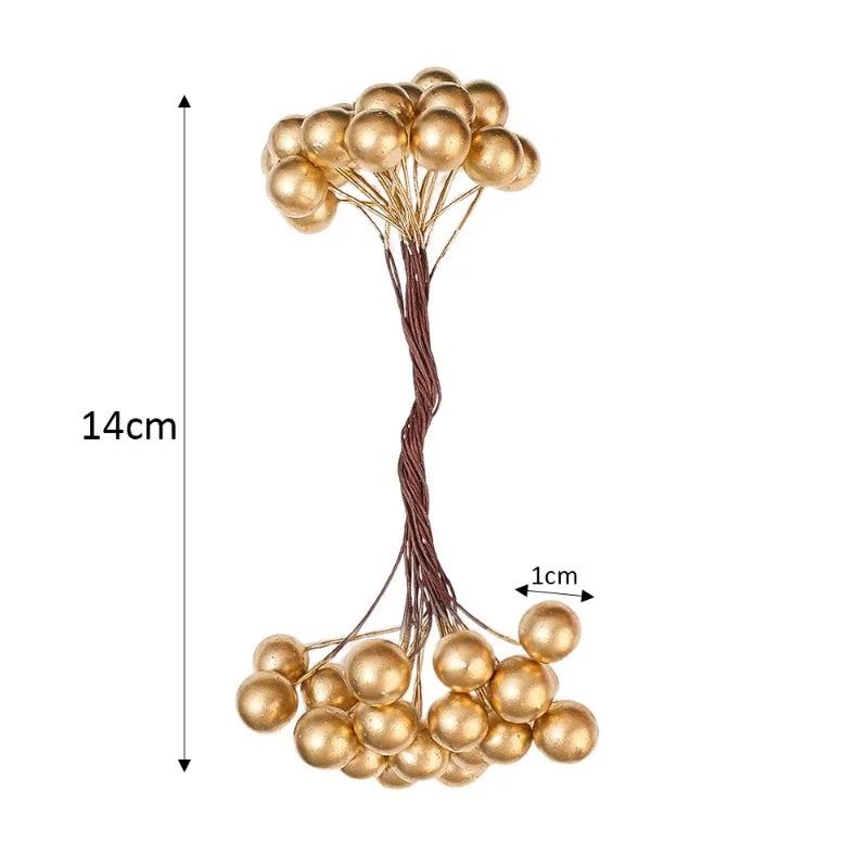 Wholesale Artificial Berry Flowers Mini Red Fake Cherry Stamen for Xmas Tree Ornaments Christmas New Year Party Home Decoration